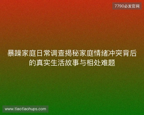 暴躁家庭日常调查揭秘家庭情绪冲突背后的真实生活故事与相处难题